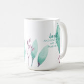 名前をカスタムするモダン水彩詩篇46:10節 コーヒーマグカップ (正面右)