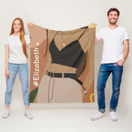 名前をカスタムするモダン誕生日かわいい水彩女性 フリースブランケット