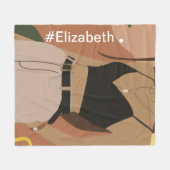 名前をカスタムするモダン誕生日かわいい水彩女性 フリースブランケット (正面(横))