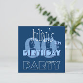 名前をカスタムするモダン00誕生日ブルーテンプレート 招待状 (スタンド正面)