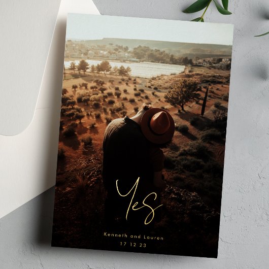 名前をカスタムするモダンWe Do金ゴールド写真Save The Date 箔招待状