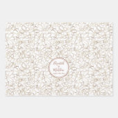 名前をカスタムするモチャムスブラウン結婚ズ ラッピングペーパーシート (正面)