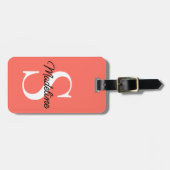 名前をカスタムするモノグラムかわいらしオンコーラルレッドオレンジ ラゲッジタグ (正面横)