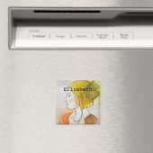 名前をカスタムするモノグラムのかわいいギフト水の色ガーリー マグネット (インサイチュ (食洗機))