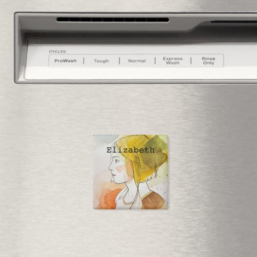 名前をカスタムするモノグラムのかわいいギフト水の色ガーリー マグネット (インサイチュ (食洗機))