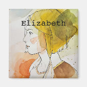 名前をカスタムするモノグラムのかわいいギフト水の色ガーリー マグネット (正面)