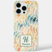 名前をカスタムするモノグラムのと水の色パターン（の模様が）ある Case-Mate iPhoneケース (裏面)