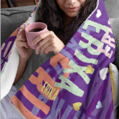 名前をカスタムするモノグラムのはっきりしたカラー紫 フリースブランケット