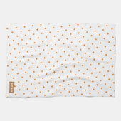 名前をカスタムするモノグラムのダイヤモンド模様ホワイトオレンジ キッチンタオル (横)