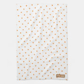 名前をカスタムするモノグラムのダイヤモンド模様ホワイトオレンジ キッチンタオル (縦)