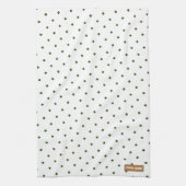 名前をカスタムするモノグラムのダイヤモンド模様ホワイトグリーン キッチンタオル (縦)