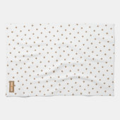 名前をカスタムするモノグラムのダイヤモンド模様ホワイトブラウン キッチンタオル (横)