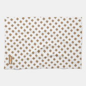 名前をカスタムするモノグラムのダイヤモンド茶色スタイリッシュ白 キッチンタオル (横)