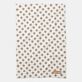 名前をカスタムするモノグラムのダイヤモンド茶色スタイリッシュ白 キッチンタオル (縦)