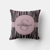 名前をカスタムするモノグラムの縞模様 クッション (裏面)