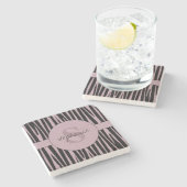 名前をカスタムするモノグラムの縞模様 ストーンコースター (横)