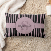 名前をカスタムするモノグラムの縞模様 ランバークッション (ブランケット)