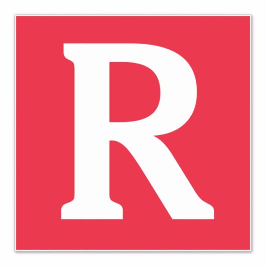 名前をカスタムするモノグラムイニシャル赤白はっきりした シール (正面)