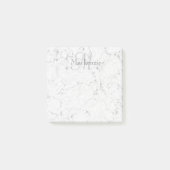 名前をカスタムするモノグラムエレガント大理石ホワイトグレー ポストイット (正面)