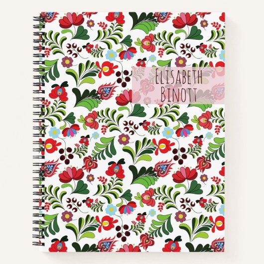 名前をカスタムするモノグラムカロクサマティオパターントレンディー ノートブック (正面)