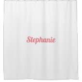 名前をカスタムするモノグラムサーモンピンクホワイトデカールかわいい シャワーカーテン (正面)