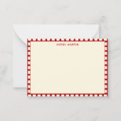 名前をカスタムするモノグラムジンガムレッドフェミニン ノートカード (正面)