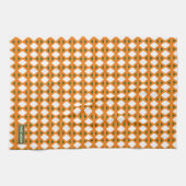 名前をカスタムするモノグラムスタイリッシュ模様オレンジグリーン キッチンタオル (横)