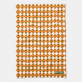 名前をカスタムするモノグラムスタイリッシュ模様オレンジグリーン キッチンタオル (縦)