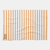名前をカスタムするモノグラムストライプパターン白オレンジ キッチンタオル (横)