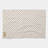 名前をカスタムするモノグラムストライプ波白褐色 キッチンタオル (横)