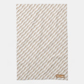 名前をカスタムするモノグラムストライプ波白褐色 キッチンタオル (縦)