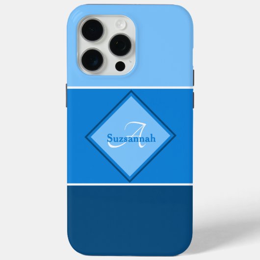 名前をカスタムするモノグラムスリーブルーグラデーションストライプ Case-Mate iPhoneケース (裏面)