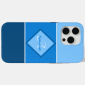 名前をカスタムするモノグラムスリーブルーグラデーションストライプ Case-Mate iPhoneケース (裏面 (横))