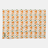 名前をカスタムするモノグラムダイヤモンドオレンジスタイリッシュ緑 キッチンタオル (横)