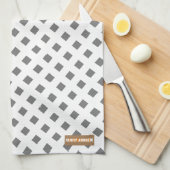 名前をカスタムするモノグラムダイヤモンドホワイトグレスタイリッシュー キッチンタオル (四つ折り)