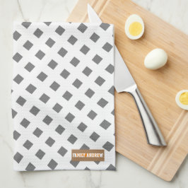 名前をカスタムするモノグラムダイヤモンドホワイトグレスタイリッシュー キッチンタオル