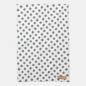 名前をカスタムするモノグラムダイヤモンドホワイトグレスタイリッシュー キッチンタオル (縦)