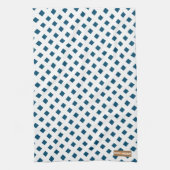 名前をカスタムするモノグラムダイヤモンドホワイトネイビーブルーシック キッチンタオル (縦)