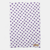 名前をカスタムするモノグラムダイヤモンド白スタイリッシュ紫 キッチンタオル (縦)