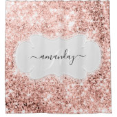 名前をカスタムするモノグラムバラ金ゴールドガーリーグリッター シャワーカーテン (正面)