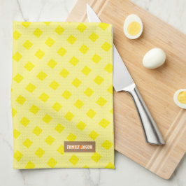 名前をカスタムするモノグラムパターンイエローダイヤモンドシック キッチンタオル