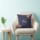 名前をカスタムするモノグラムピンクブルゴーニュ金ゴールドフローラ クッション (椅子)