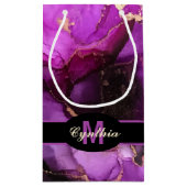 名前をカスタムするモノグラムブラックパープルユニーク抱き枕 スモールペーパーバッグ (裏面)