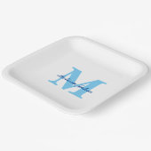 名前をカスタムするモノグラムブルーベビーシャワー誕生日 ペーパープレート (傾斜あり)