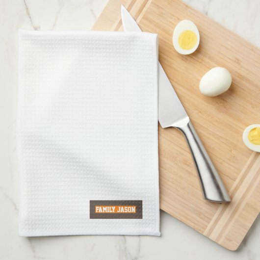 名前をカスタムするモノグラムモダンデザイントレンディー白 キッチンタオル (四つ折り)