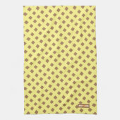 名前をカスタムするモノグラムモダンパターン黄褐色 キッチンタオル (縦)