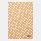 名前をカスタムするモノグラムモダン模様オレンジホワイト キッチンタオル (縦)