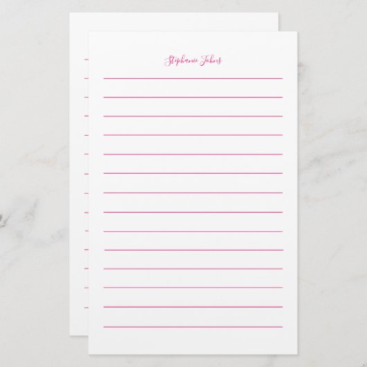 名前をカスタムするモノグラムラインピンクホワイトガーリー 便箋 (正面/裏面)