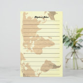 名前をカスタムするモノグラムラインワールドマップイメージ 便箋 (スタンド正面)