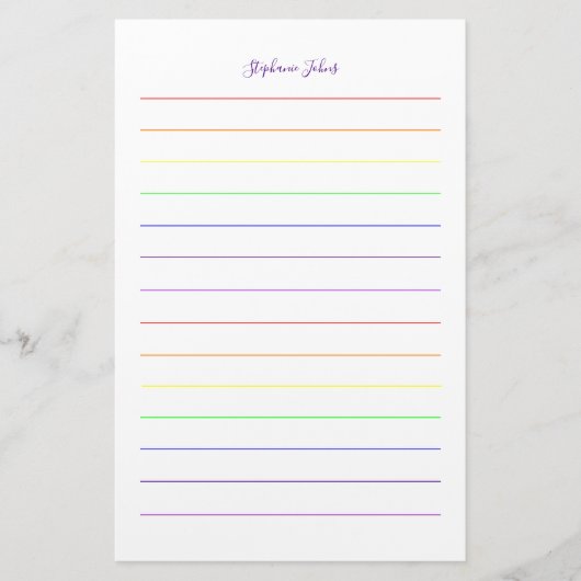 名前をカスタムするモノグラムレインボーカラーカラフル 便箋 (正面)